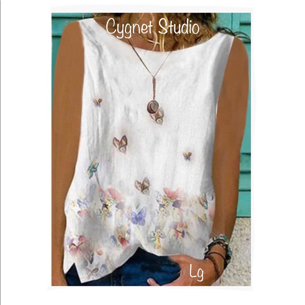 Shift Sleeveless Butterfly Blouse - Large